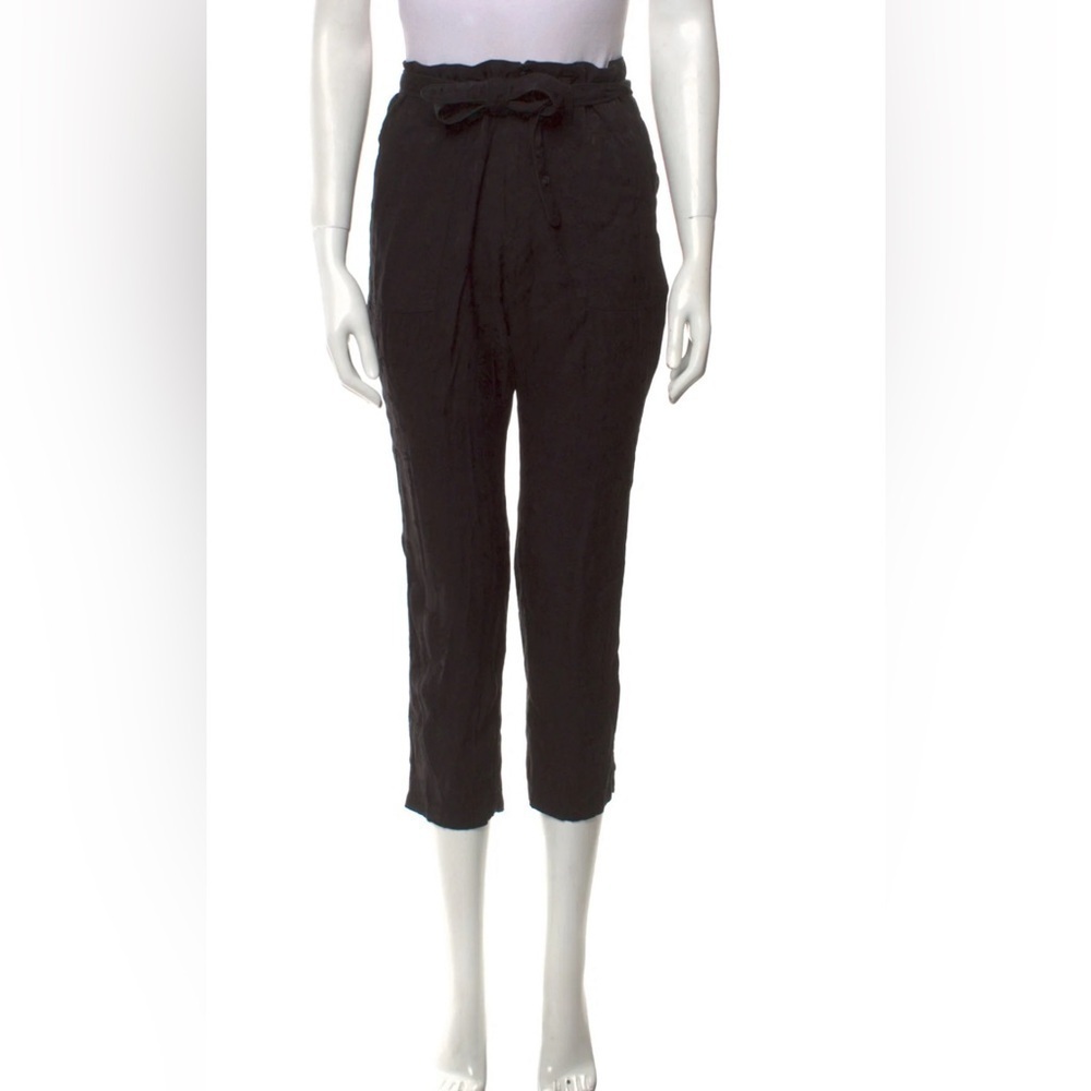 THE GREAT. Black Floral Cropped Pants w/ Belt Size 0